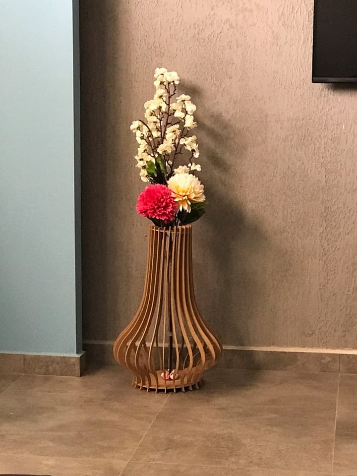 Modern Slatted Vase 3D Laser Cut Project DXF File