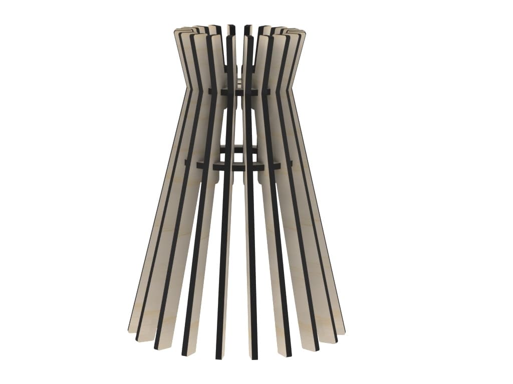 Modern Slatted Wooden Table Lamp Laser Cut Vector File