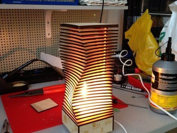 Modern Sliced Wood Table Lamp Laser Cut File (DXF, CDR)