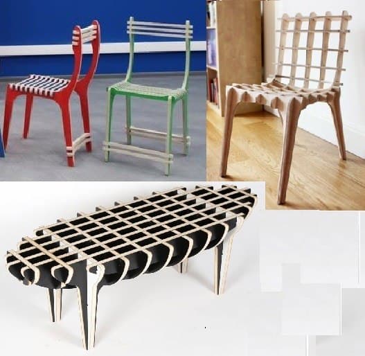 Modern Slotted Plywood Chair and Bench CNC Vector Files
