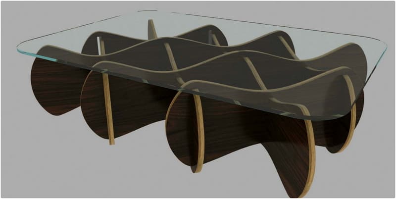 Modern Wavy Interlocking Coffee Table Laser Cut Vector Plan