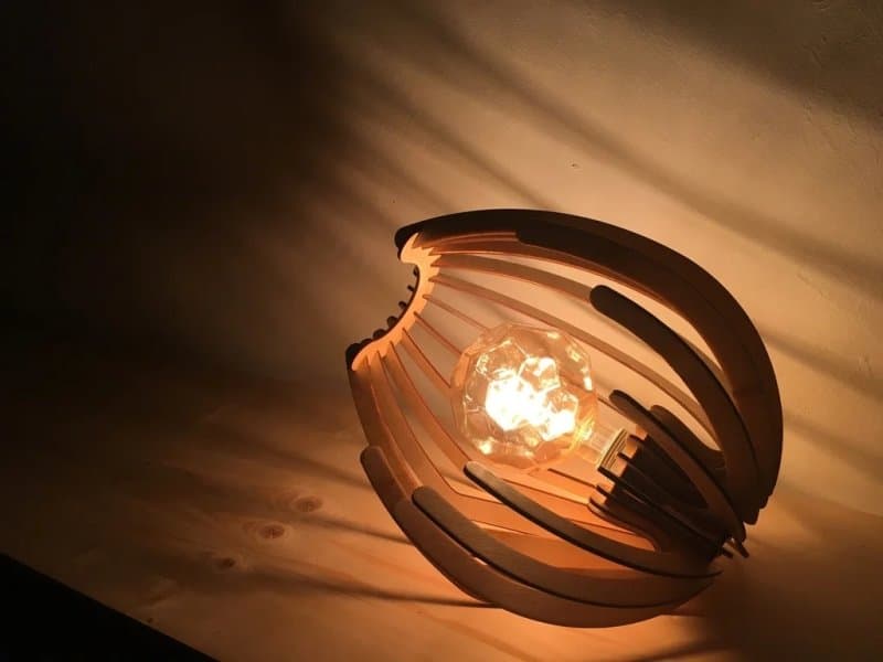 Modern Wooden Ribbed Table Lamp Vector Design (DXF, STP)