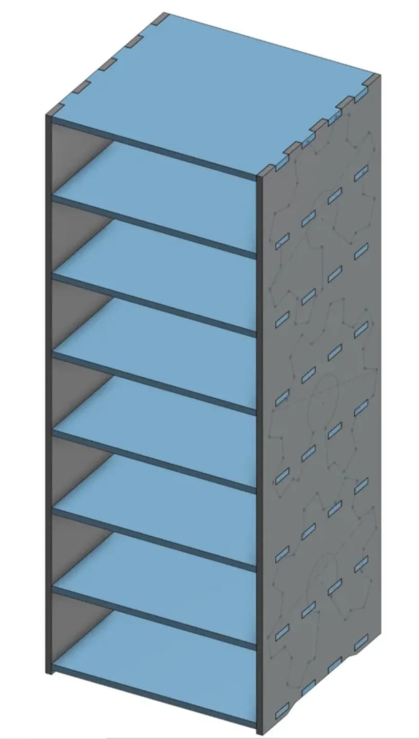 Modular 8-Tier Filament Storage Shelf DXF Vector Plan