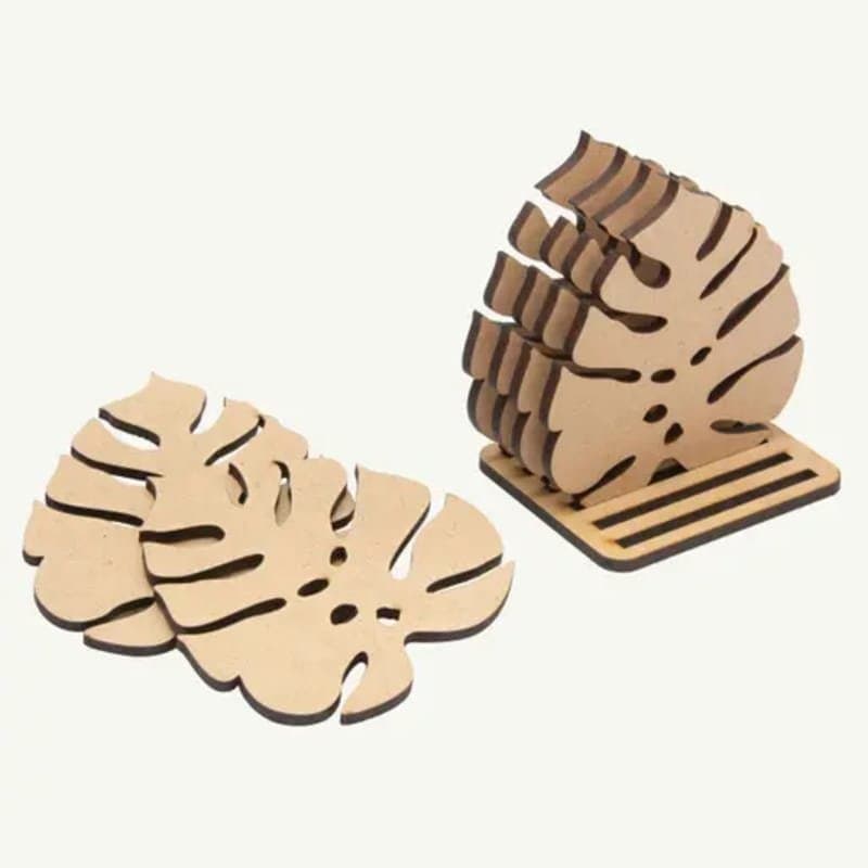 Monstera Leaf Coasters Laser Cut Vector File (SVG, DXF)