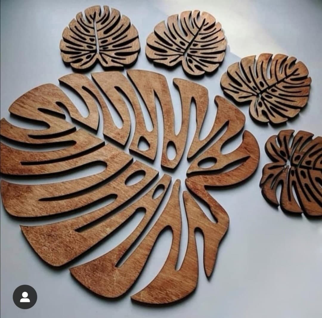 Monstera Leaf Coasters Set Laser Cut Vector File