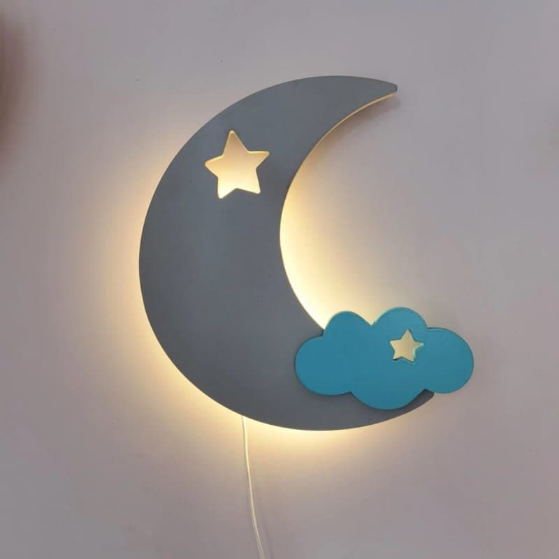 Moon and Cloud Nursery Wall Light Vector Design (SVG, DXF)