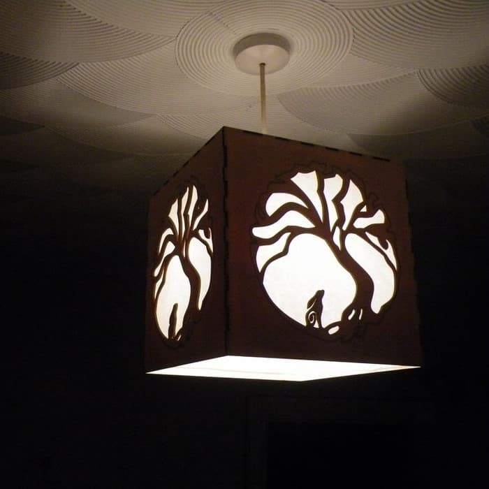 Moon Rabbit Tree Square Ceiling Lamp DXF Vector File