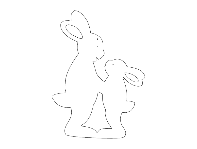 Mother and Baby Bunny Silhouette Vector File DXF