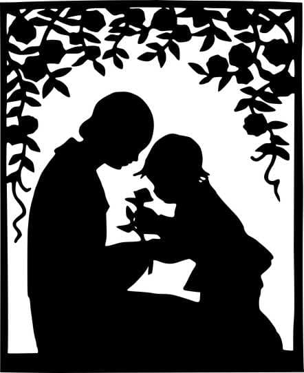 Mother and Child Silhouette Vector for Laser Cutting DXF/SVG