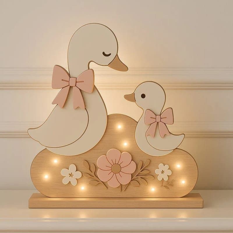 Mother Duck and Duckling LED Night Light Laser Cut Vector File