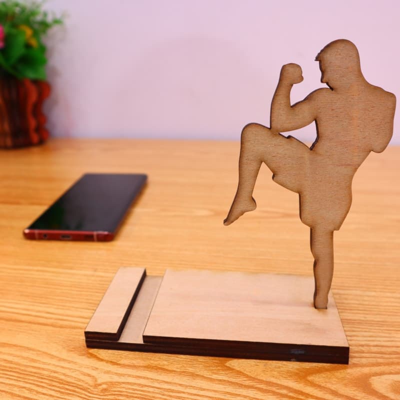 Muay Thai Fighter Phone Holder Laser Cut Vector DXF File