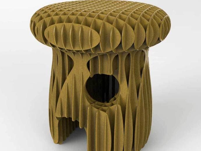 Mushroom Shape Stool 3D Puzzle Vector Plan DXF