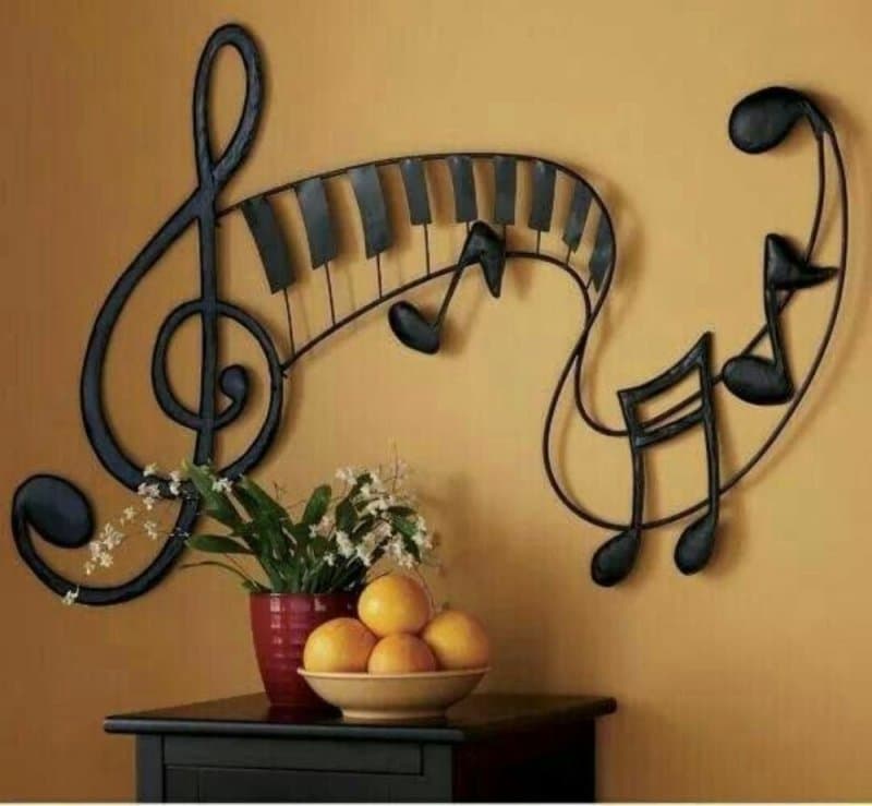 Musical Treble Clef and Piano Keys Wall Art Vector