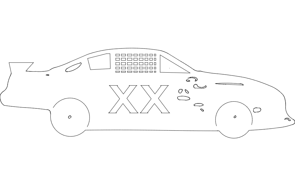 NASCAR Stock Car Silhouette Vector Design for Laser Cutting DXF