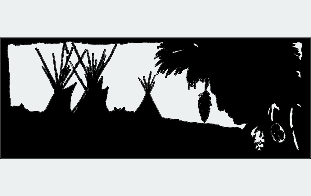 Native American Teepee Village Scene Vector DXF File