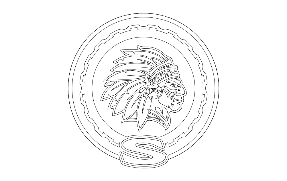 Native American Warrior Logo Vector DXF File