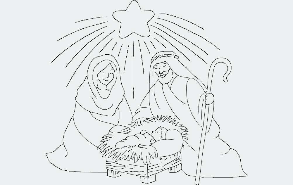 Nativity Scene Vector Line Art DXF for Laser Cutting