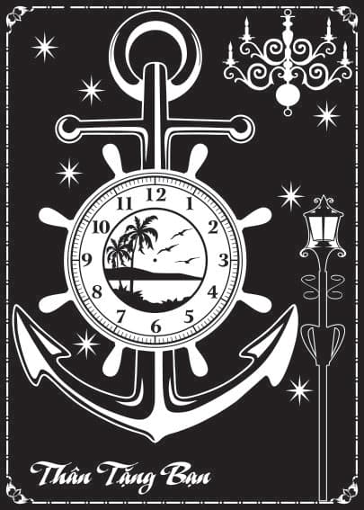 Nautical Anchor Ship Wheel Wall Clock Vector File