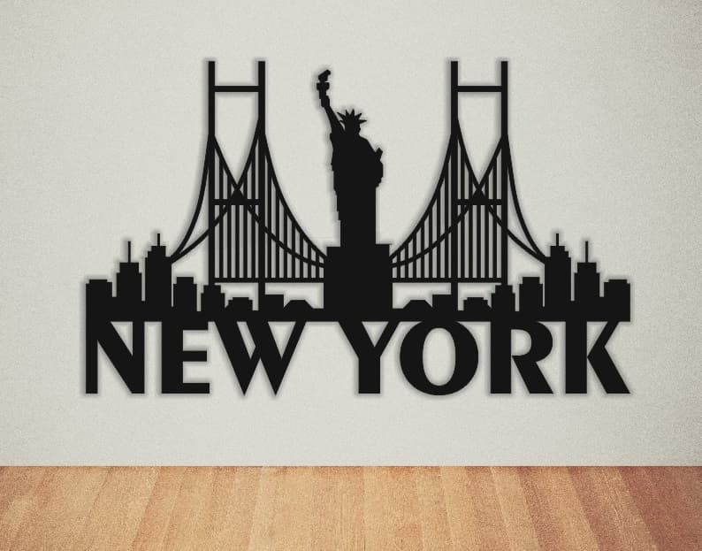 New York City Skyline Wall Art DXF File for Laser Cutting