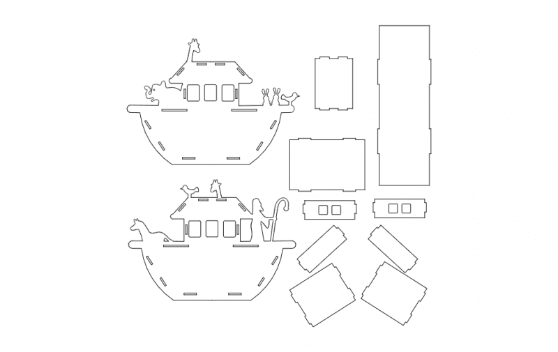 Noah's Ark 3D Puzzle Laser Cut Vector File