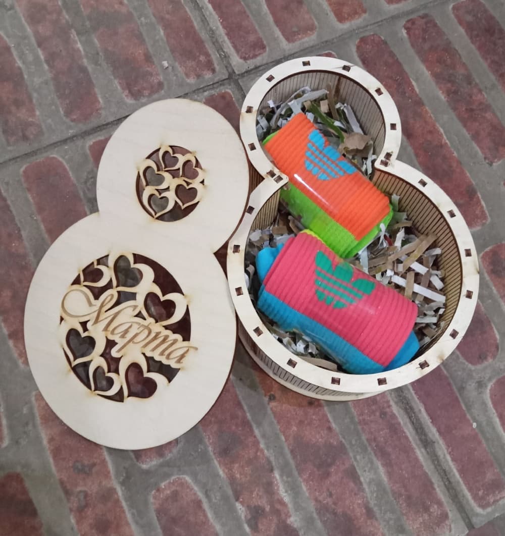 Number 8 Gift Box for March 8th Laser Cut Vector File