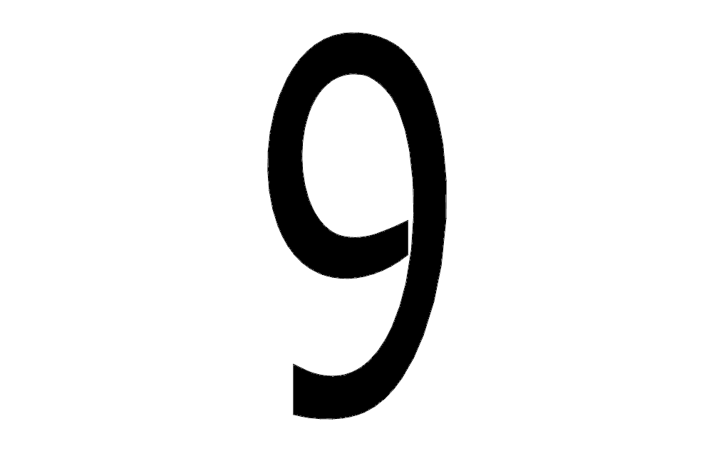 Number 9 Vector Cut File for CNC - DXF Format