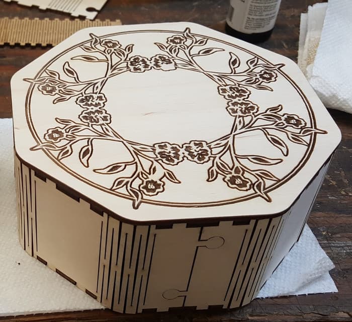 Octagonal Floral Gift Box Laser Cut Vector File