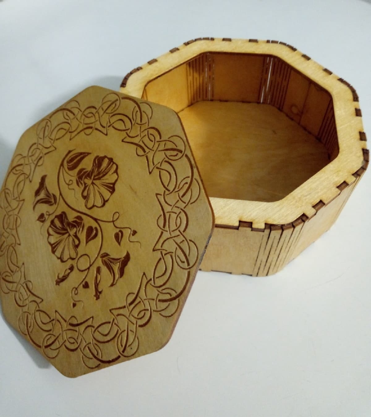 Octagonal Floral Keepsake Box Laser Cut Vector Plan DXF