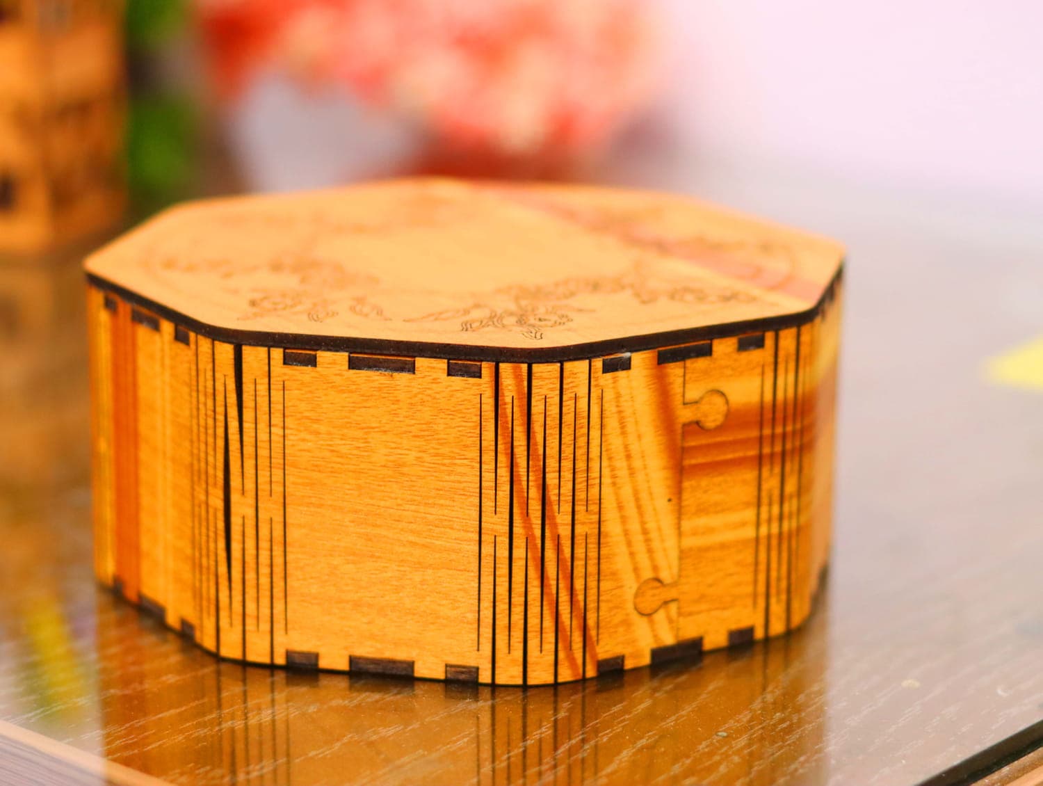 Octagonal Wooden Box Laser Cut Template Vector File