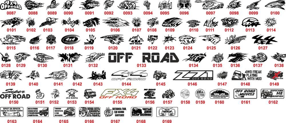 Off-Road 4x4 Sticker Pack Vector Set for CNC Laser Cutting