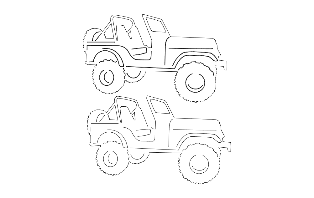 Off-Road Jeep SUV Vector Outline for Laser Cutting DXF File