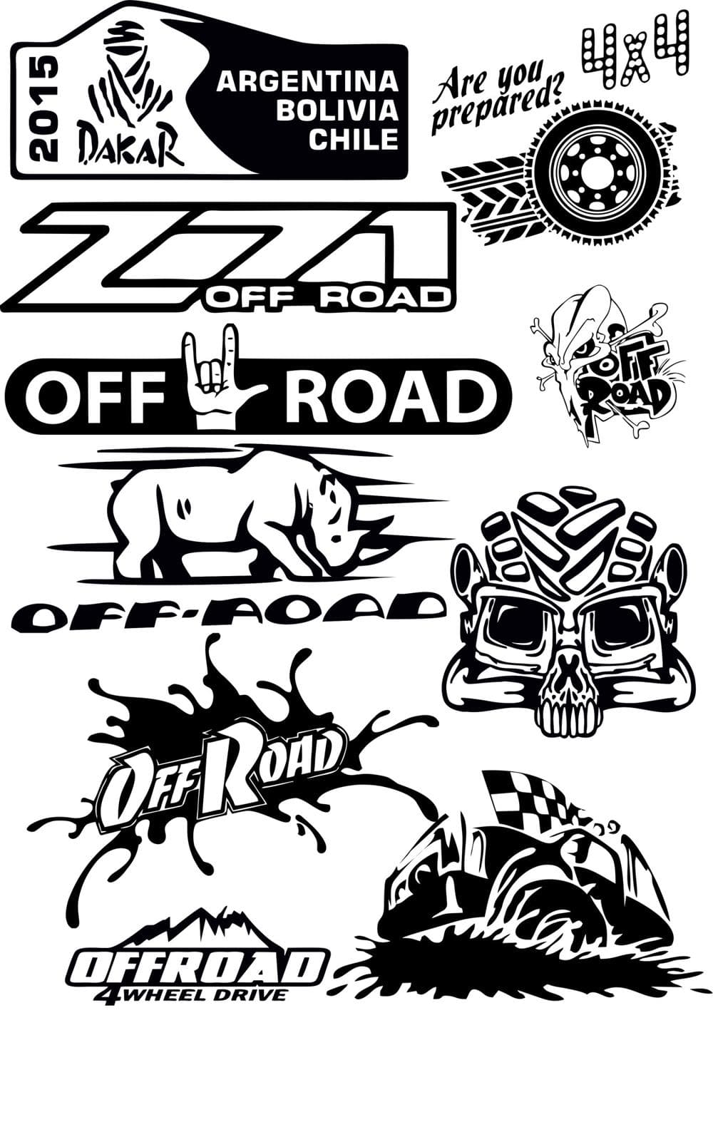 Offroad Adventure Sticker Vector Pack - Free SVG DXF Files