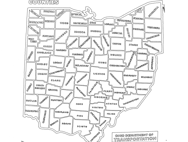 Ohio State County Map Vector File for Laser Cutting DXF