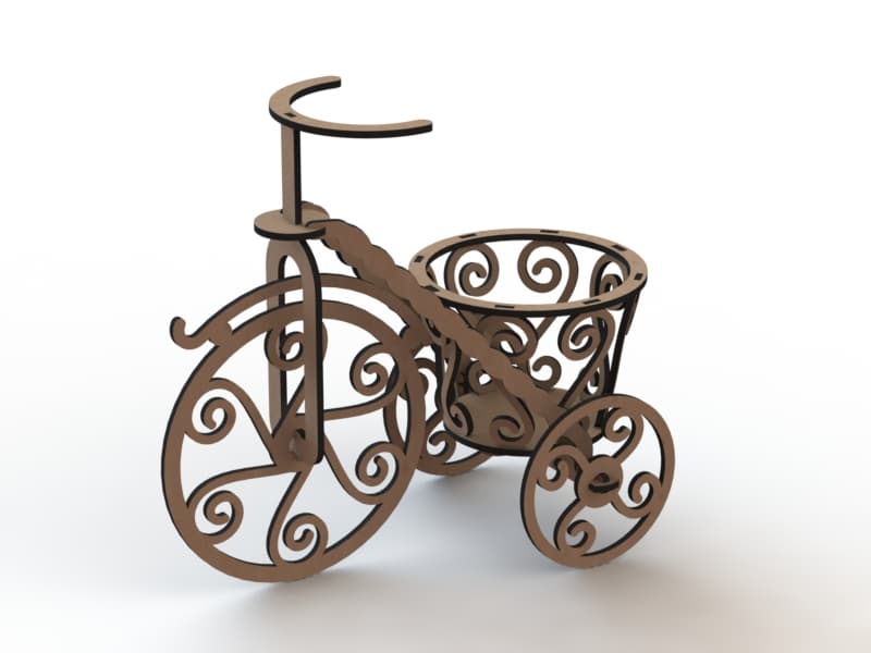 Ornamental Tricycle 3D Puzzle - DXF Laser Cut File