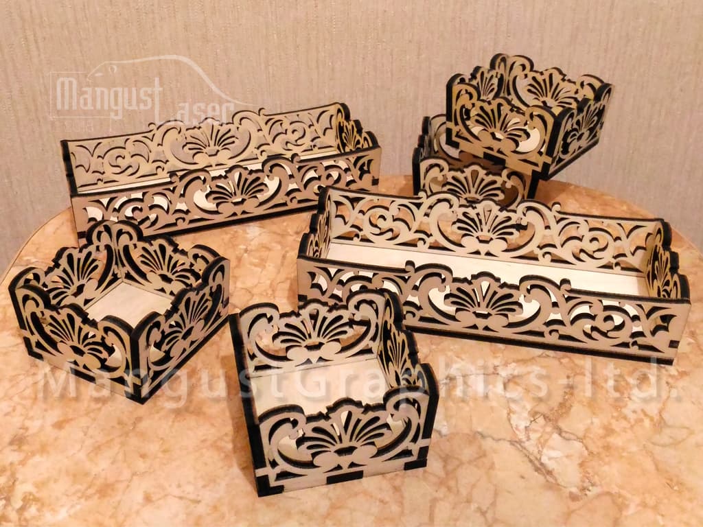 Ornate Arabesque Decorative Trays and Boxes Laser Cut Vector File