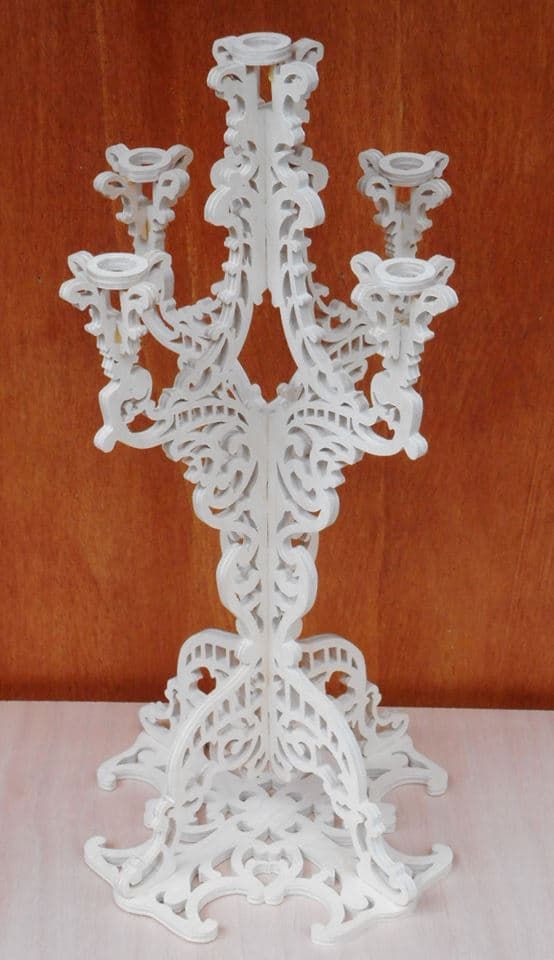 Ornate Baroque Candelabra 3D Puzzle Laser Cut Vector File