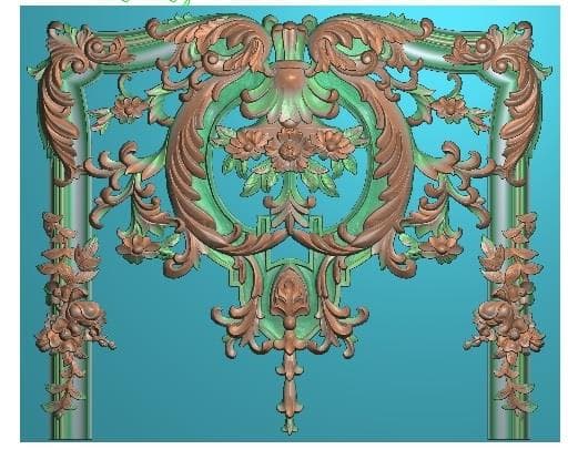 Ornate Baroque Floral Panel 3D Relief Vector File for CNC