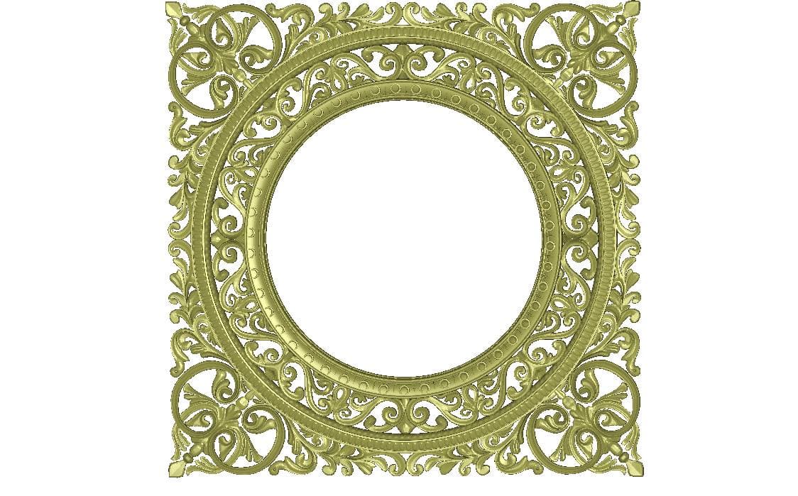 Ornate Baroque Round Mirror Frame Vector File for CNC