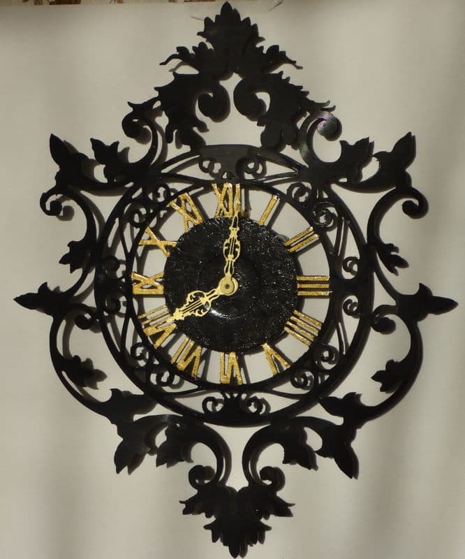 Ornate Baroque Wall Clock Vector Design DXF File