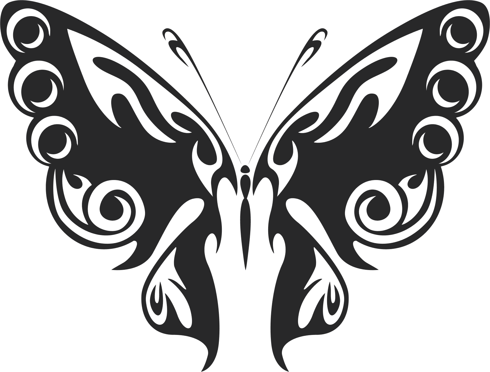 Ornate Butterfly Silhouette Vector File for Laser Cutting (DXF/SVG)