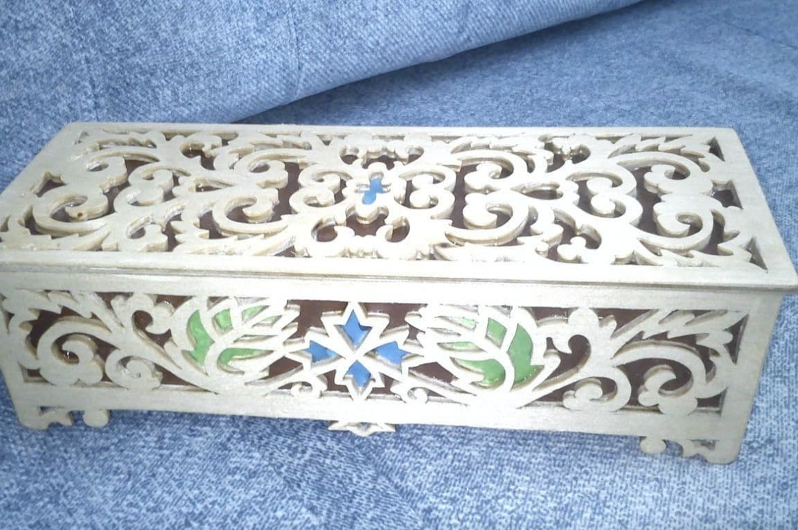 Ornate Decorative Box with Lid Laser Cut Template Vector File