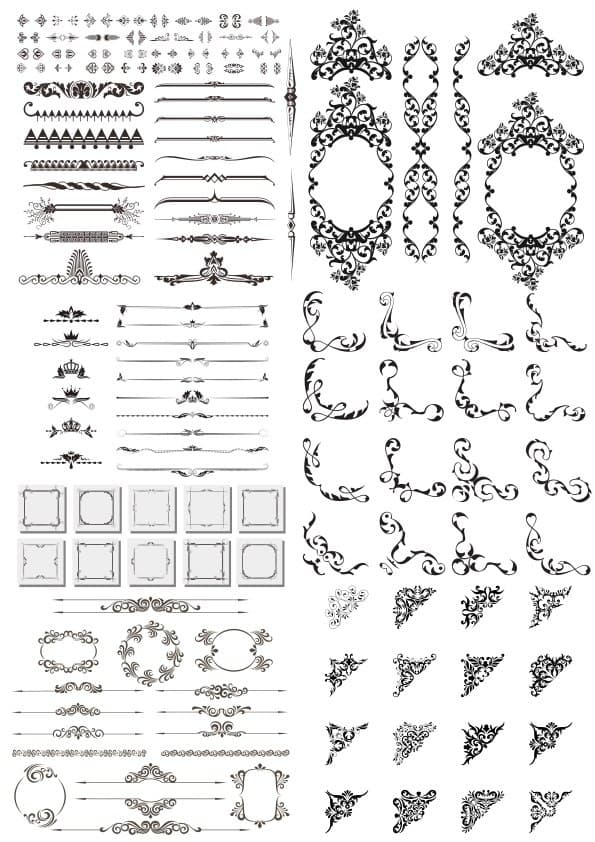 Ornate Decorative Elements and Flourish Borders Vector Set