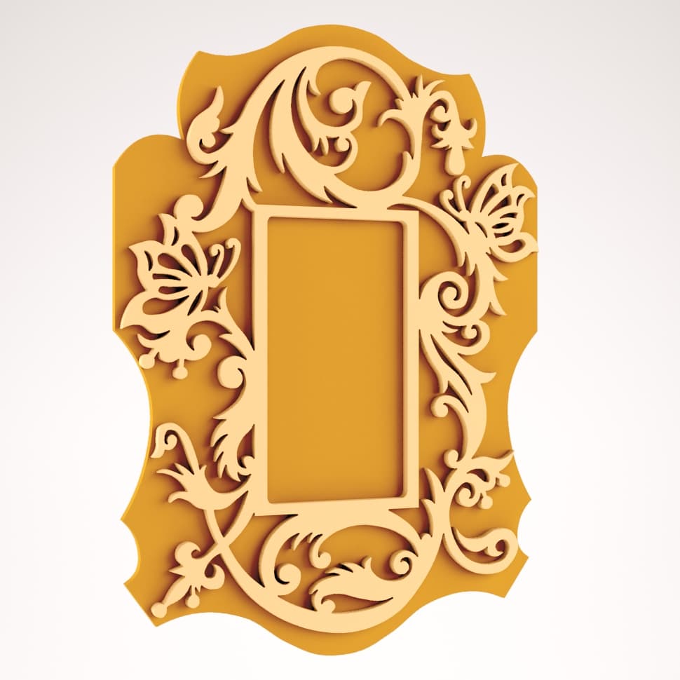 Ornate Floral Mirror Frame Vector Design - Free DXF File