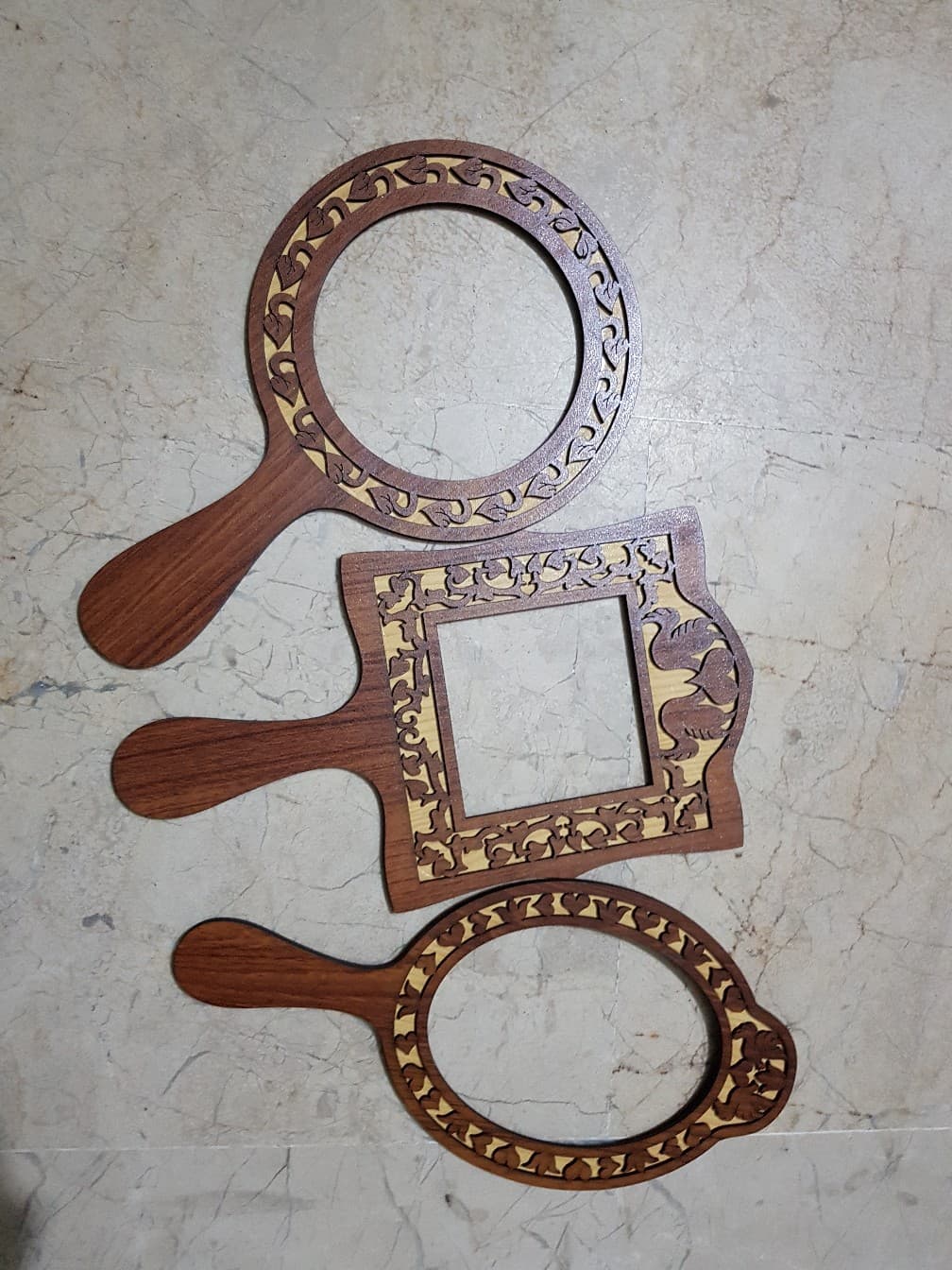 Ornate Hand Mirror Frames Laser Cut Vector Templates