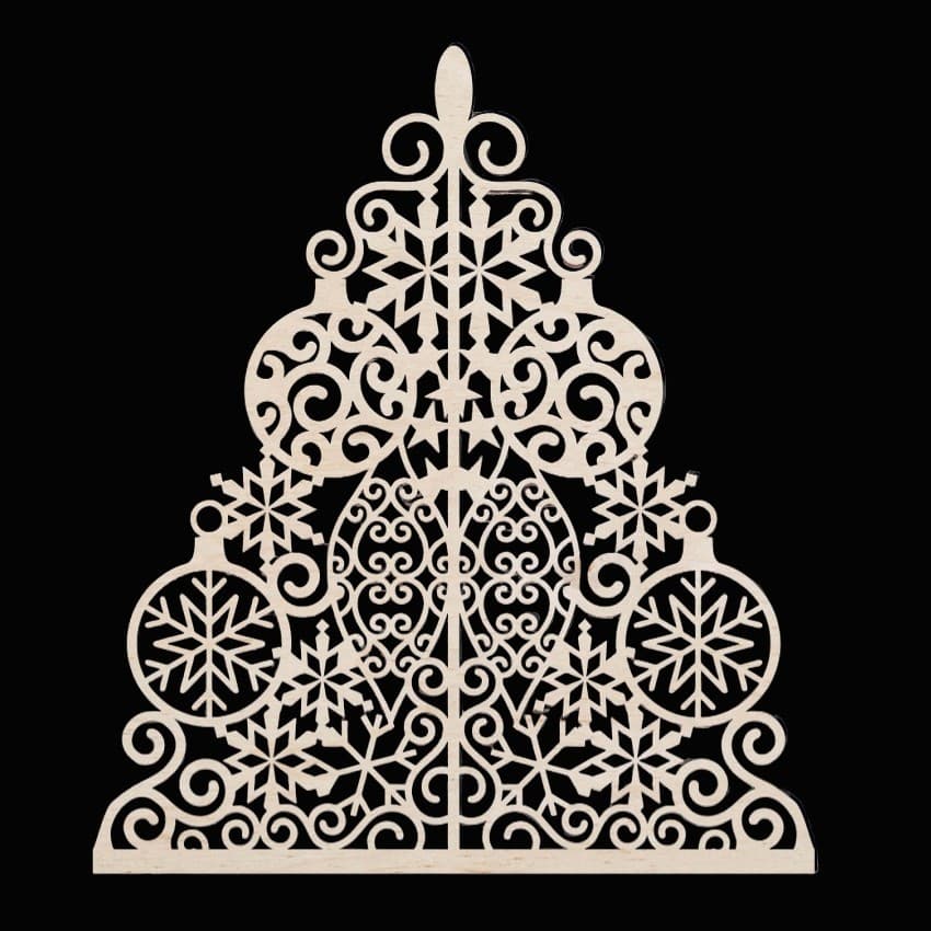 Ornate Laser Cut Christmas Tree Decoration Vector File