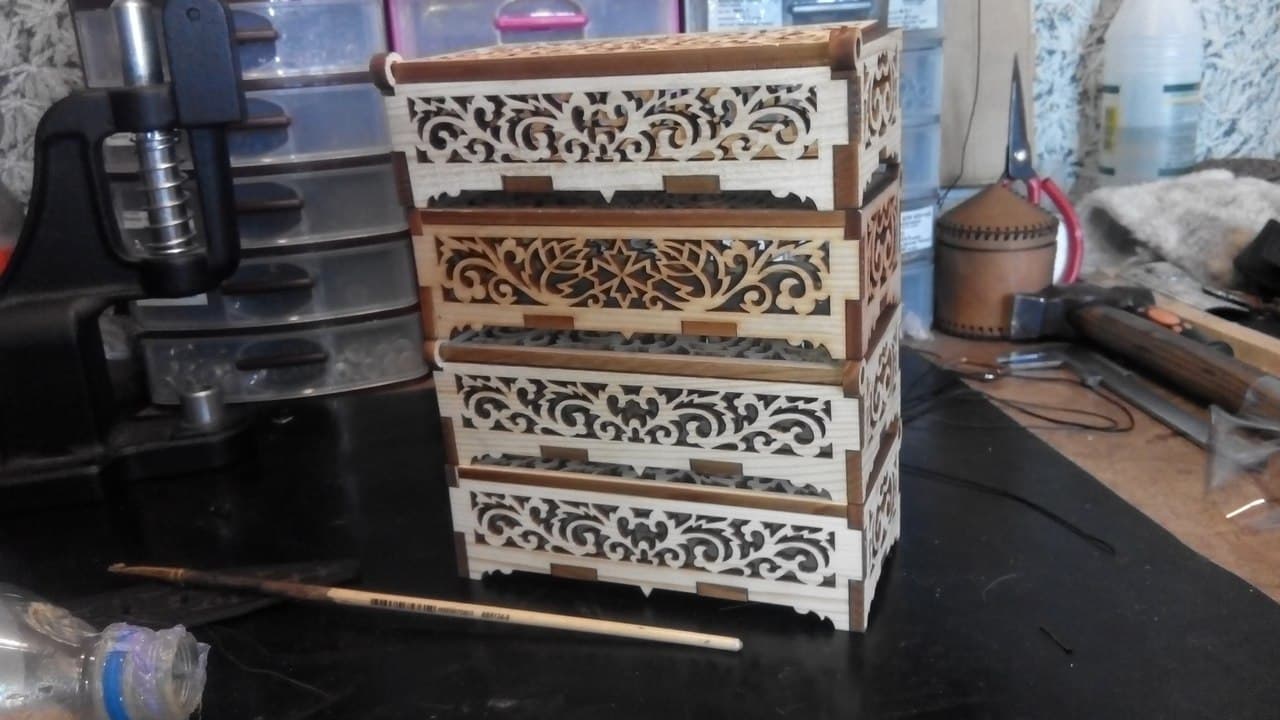 Ornate Laser Cut Jewelry Box 3D Puzzle Vector File