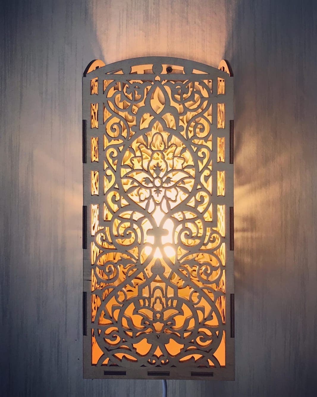 Ornate Laser Cut Wall Lamp Vector File for CNC