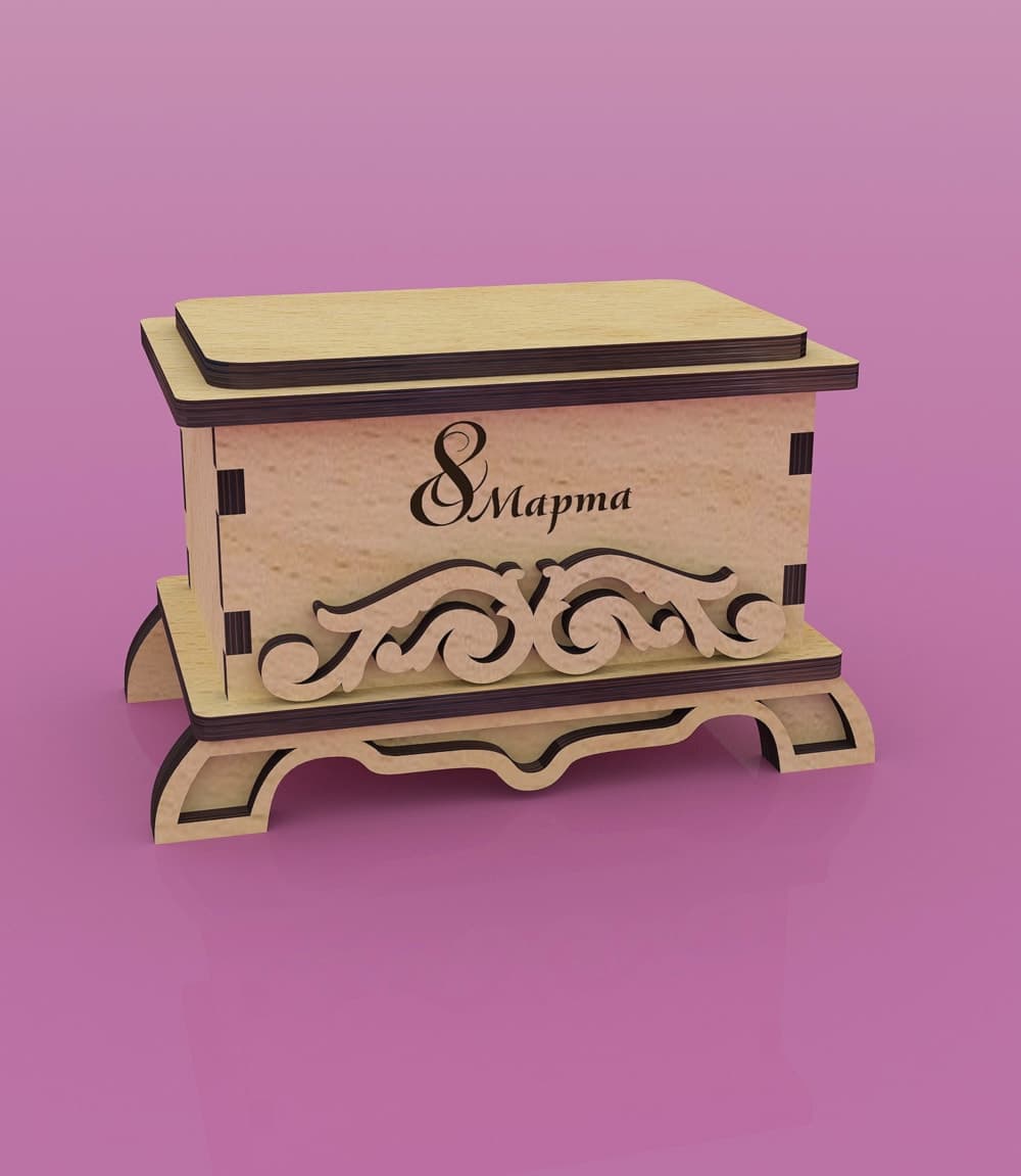 Ornate Laser Cut Wooden Jewelry Box DXF SVG Plan