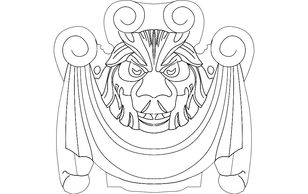Ornate Lion Head Crest Vector Design DXF File