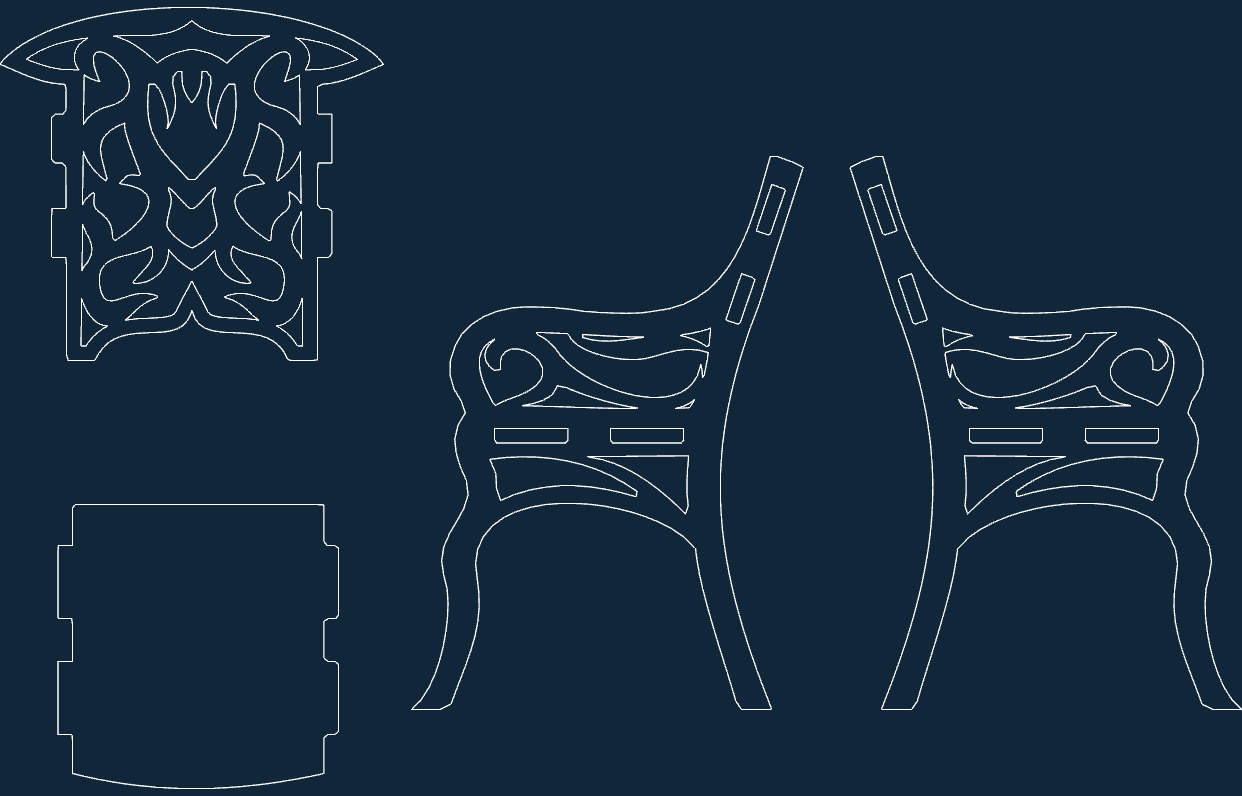 Ornate Miniature Chair Laser Cut Vector DXF File